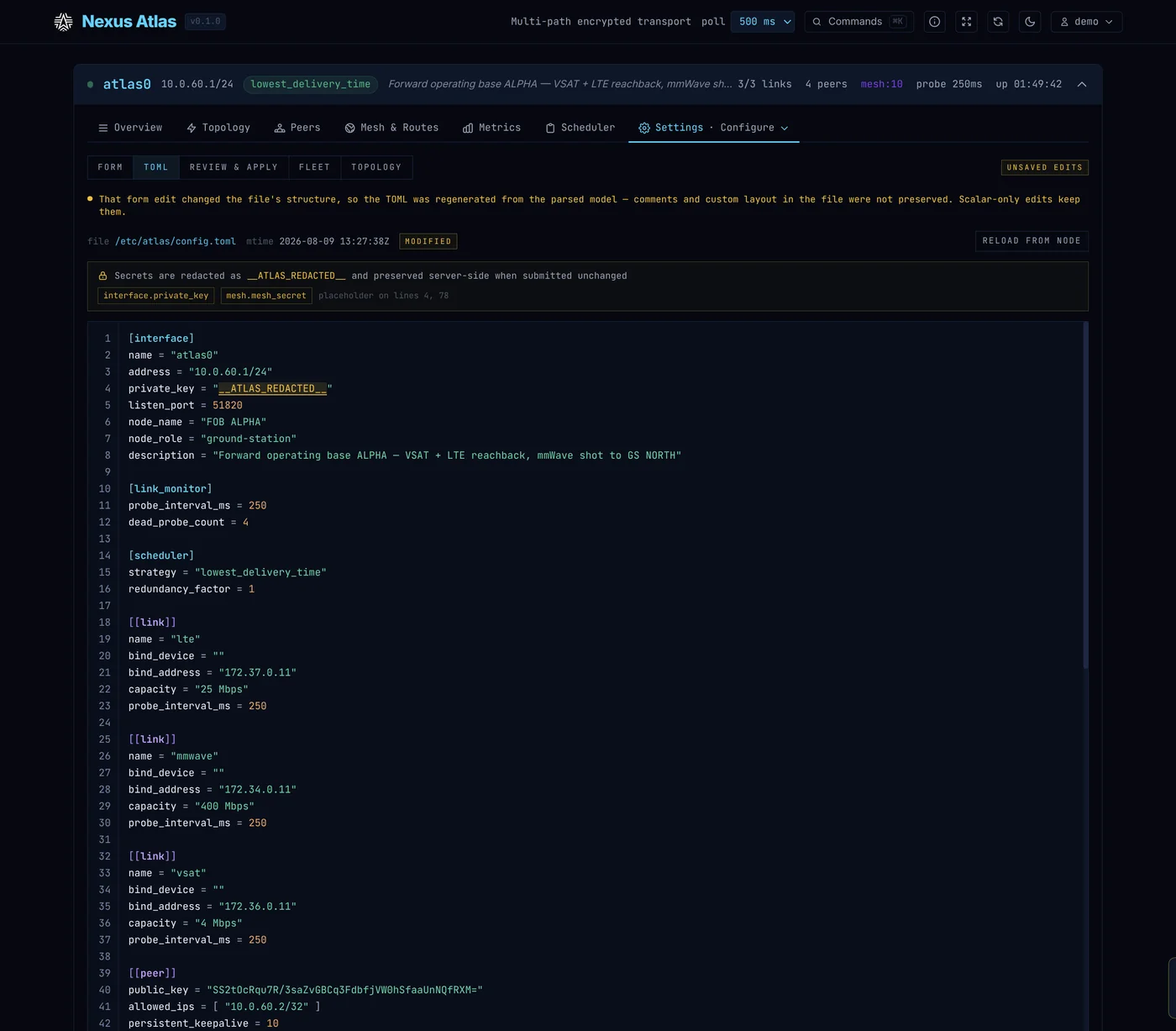 Atlas dashboard — manual configuration