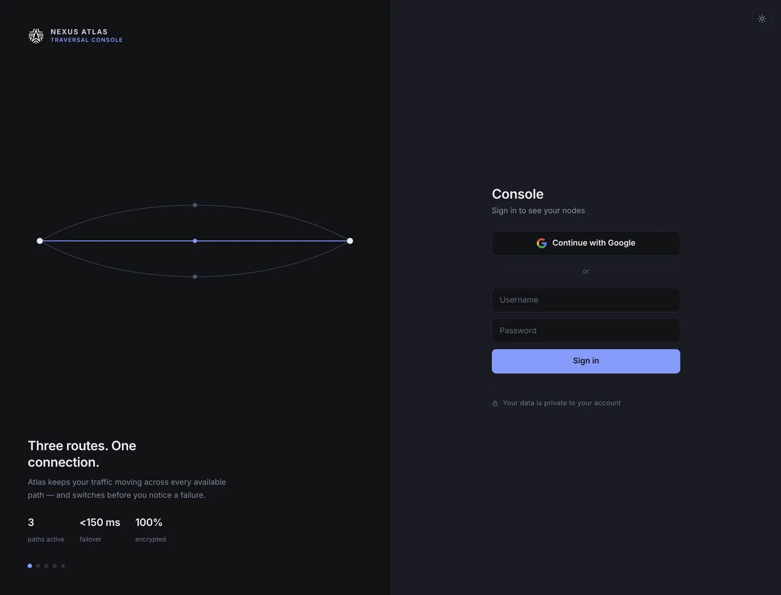 Traversal Console — sign in